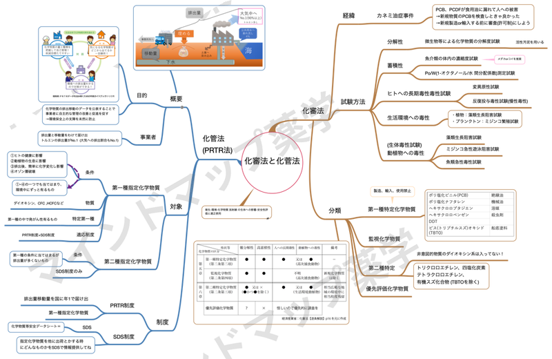 化審法と化管法のマインドマップ
