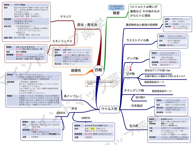 四類感染症のマインドマップ